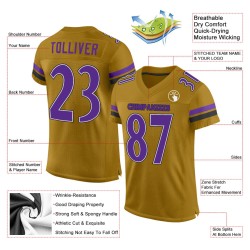 Custom Old Gold Purple-Black Mesh Authentic Football Jersey Custom Old Gold Purple-Black Mesh Authentic Football Jersey