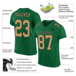 Custom Kelly Green Old Gold-Black Mesh Authentic Football Jersey Custom Kelly Green Old Gold-Black Mesh Authentic Football Jersey
